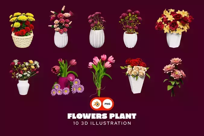 Flowers Plant 3D Icons