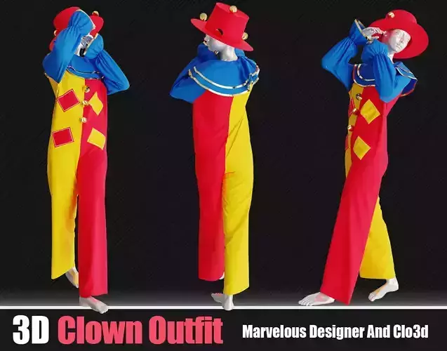 3d Clown Outfits 03  In Marvelous And Blender 