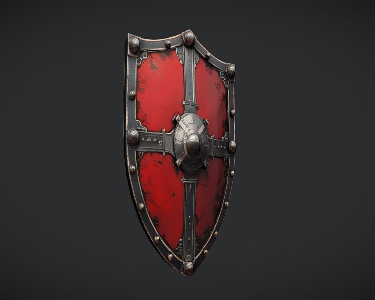 Ornate medieval shield 3D model_5