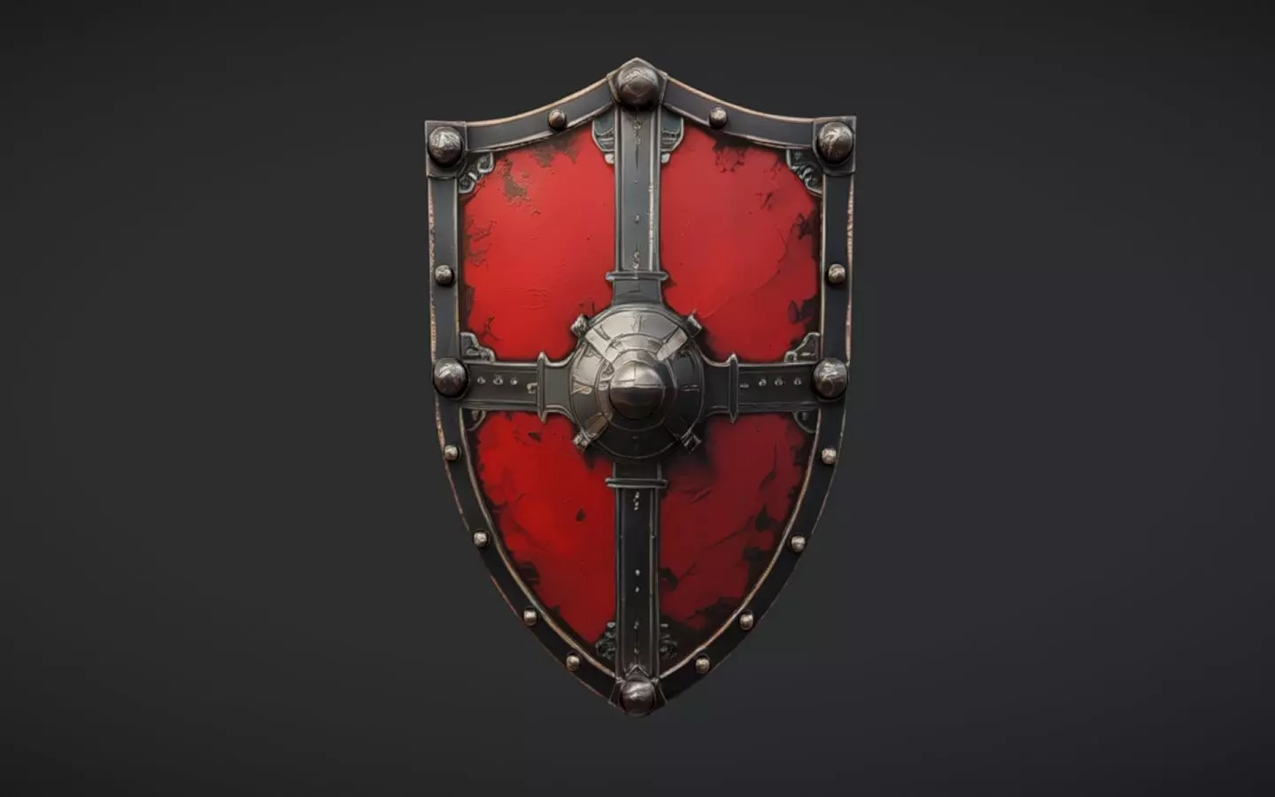 Ornate medieval shield 3D model_0