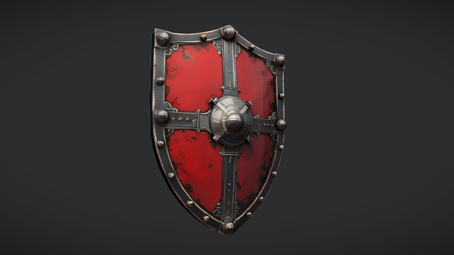 Ornate medieval shield 3D model_13