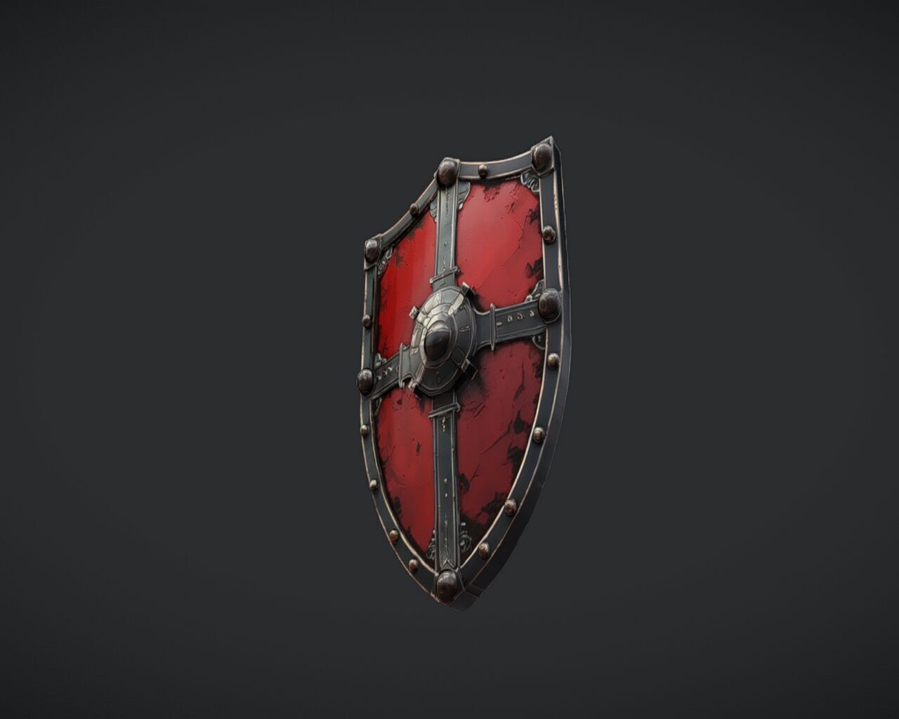 Ornate medieval shield 3D model_6