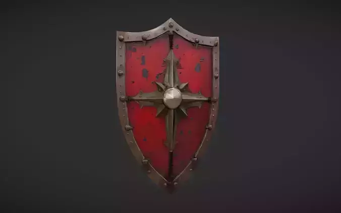 medieval shield with metal accents