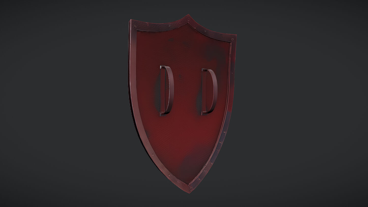 medieval shield with cross emblem 3D model_14