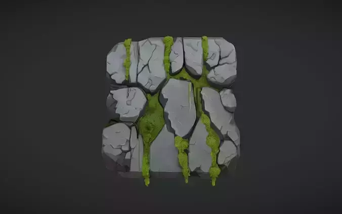 patterned stone tiles with moss