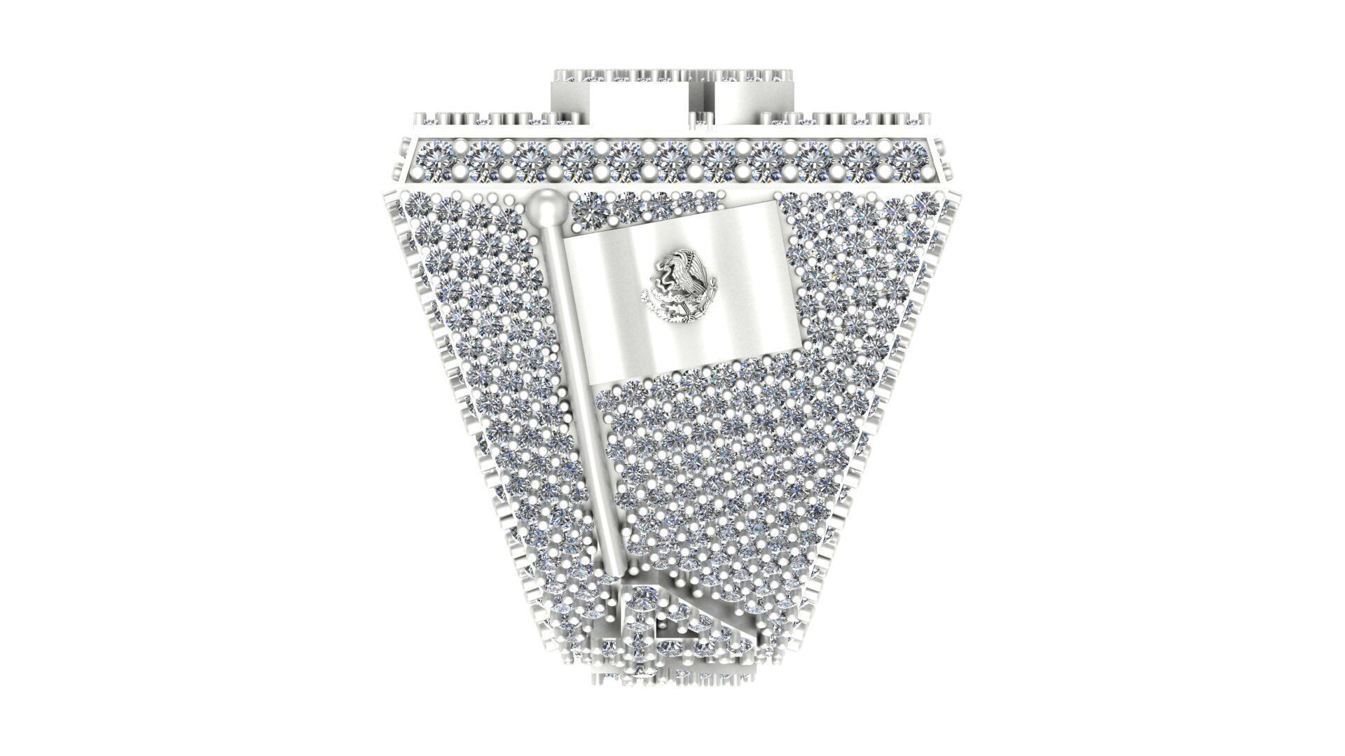 Luxury Custom Hip-Hop Diamond-Encrusted Square Ring  3D print model_34