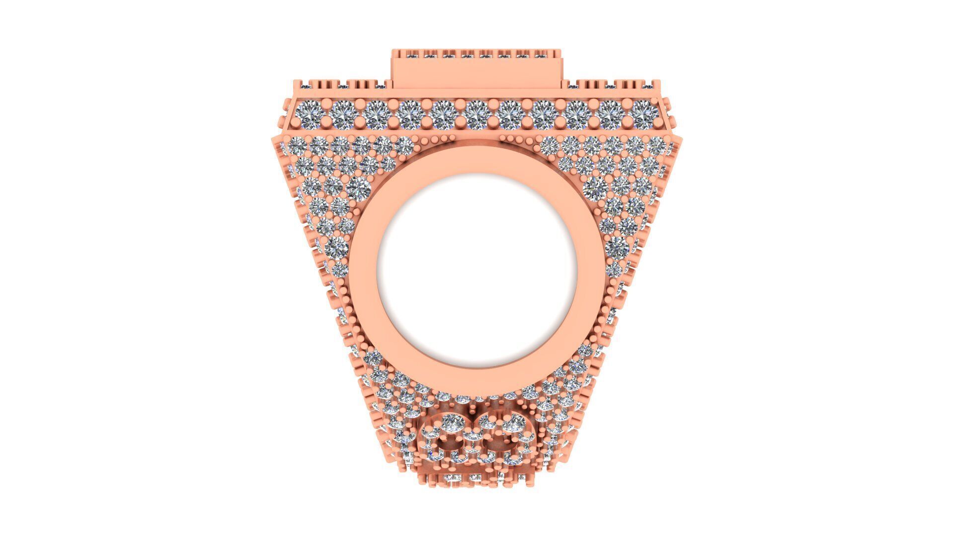 Luxury Custom Hip-Hop Diamond-Encrusted Square Ring  3D print model_5