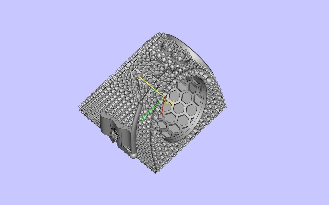 Luxury Custom Hip-Hop Diamond-Encrusted Square Ring  3D print model_27