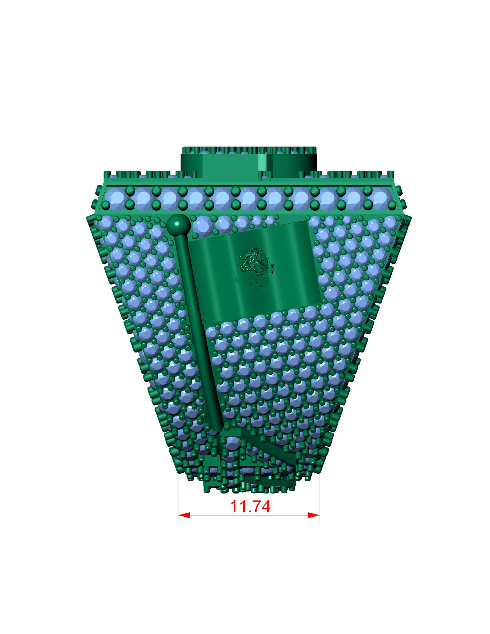 Luxury Custom Hip-Hop Diamond-Encrusted Square Ring  3D print model_22