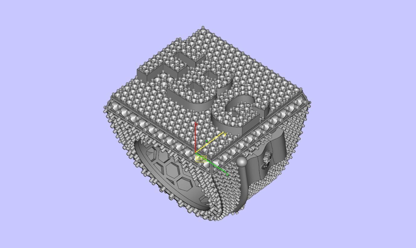 Luxury Custom Hip-Hop Diamond-Encrusted Square Ring  3D print model_26