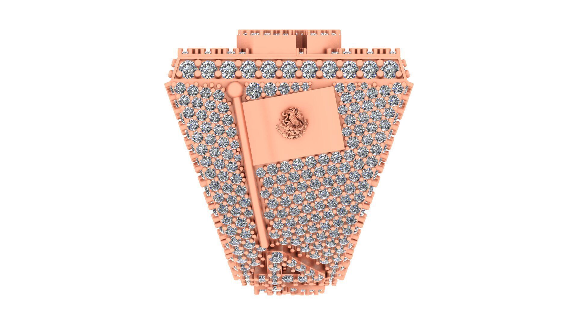 Luxury Custom Hip-Hop Diamond-Encrusted Square Ring  3D print model_35