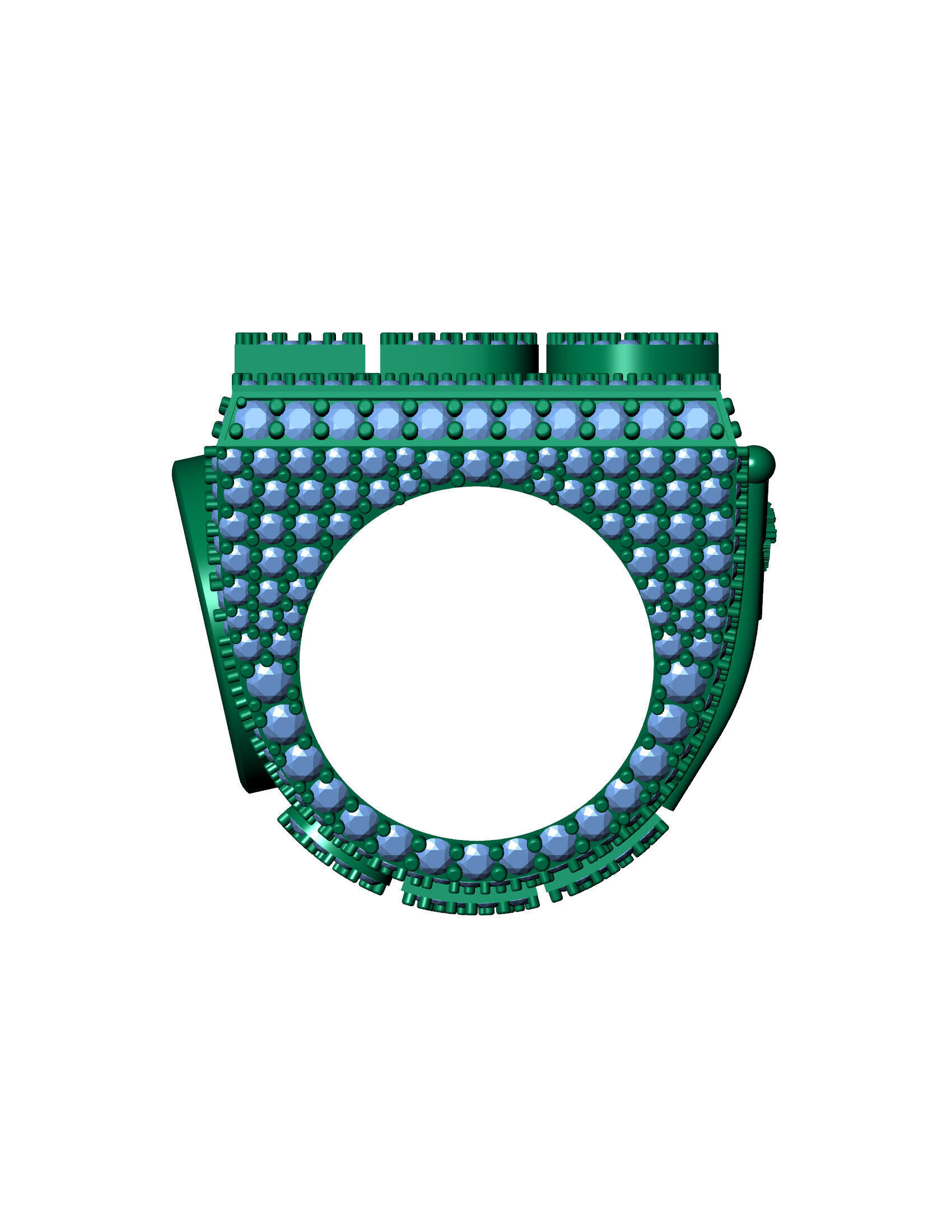 Luxury Custom Hip-Hop Diamond-Encrusted Square Ring  3D print model_16