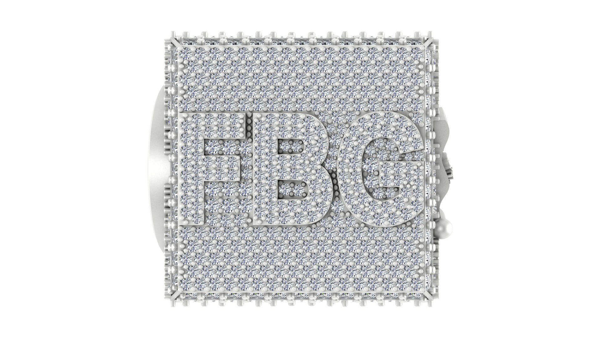 Luxury Custom Hip-Hop Diamond-Encrusted Square Ring  3D print model_13