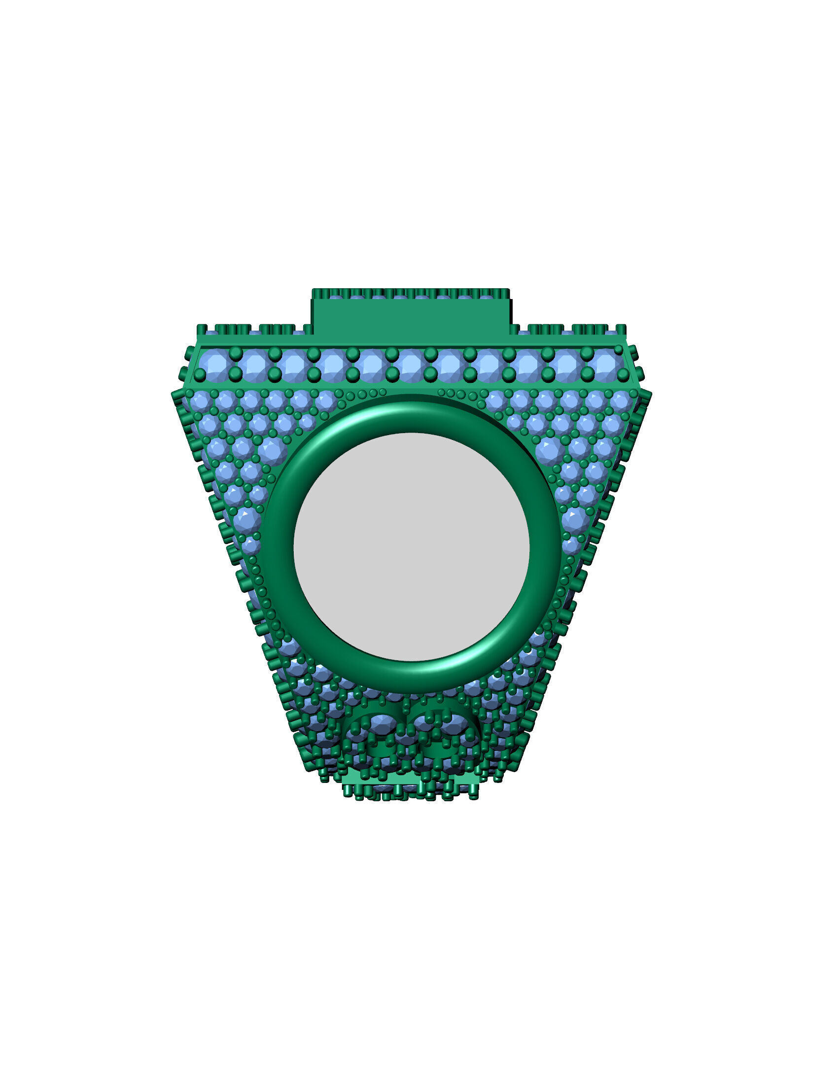 Luxury Custom Hip-Hop Diamond-Encrusted Square Ring  3D print model_18