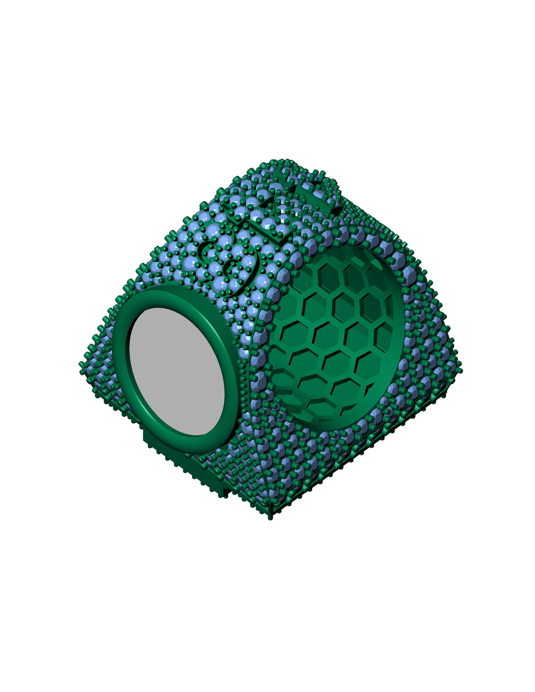 Luxury Custom Hip-Hop Diamond-Encrusted Square Ring  3D print model_12