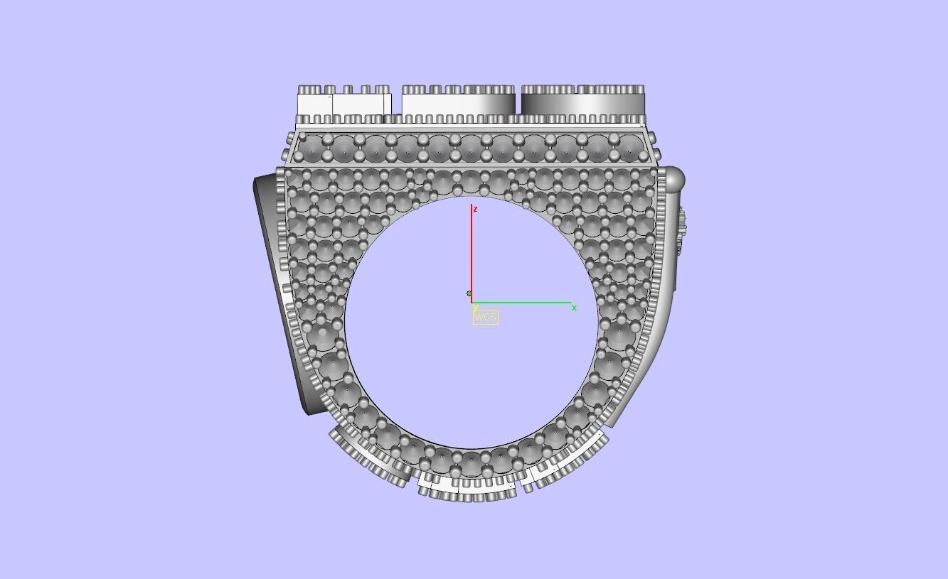 Luxury Custom Hip-Hop Diamond-Encrusted Square Ring  3D print model_23