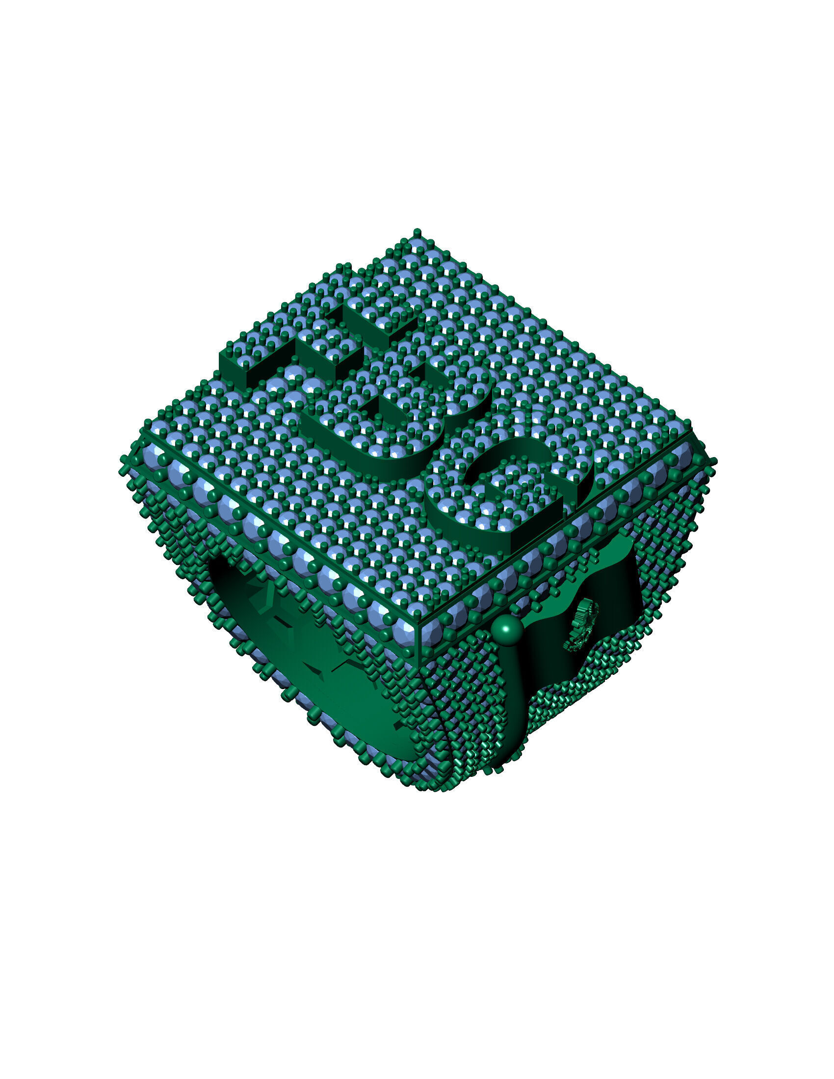 Luxury Custom Hip-Hop Diamond-Encrusted Square Ring  3D print model_14