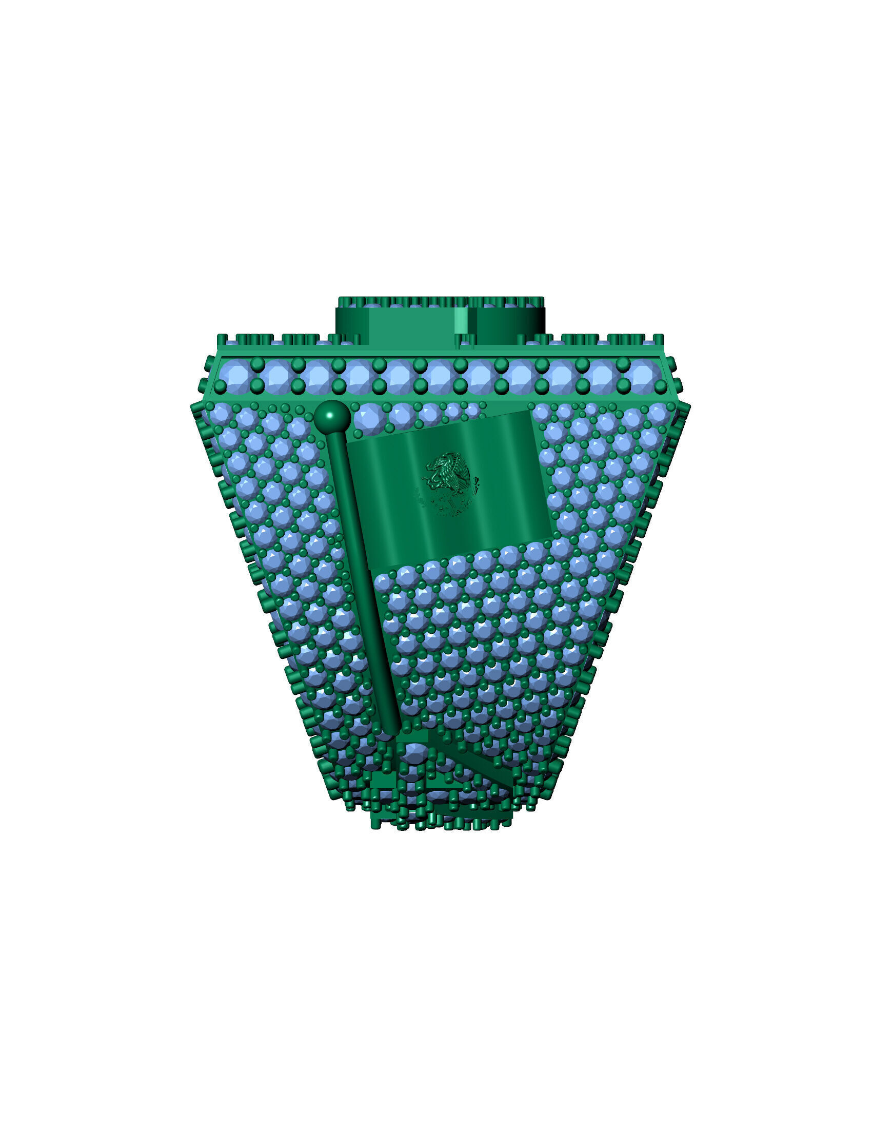 Luxury Custom Hip-Hop Diamond-Encrusted Square Ring  3D print model_17