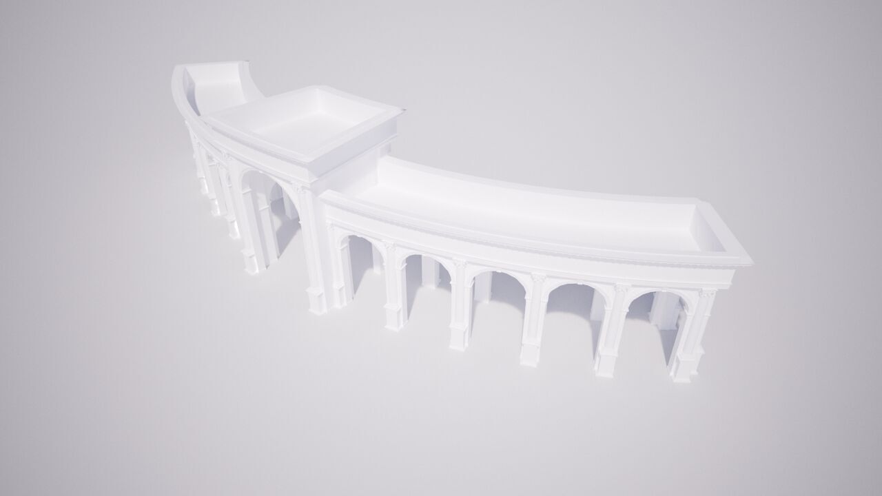 Classical Arch Gate 3D model_2