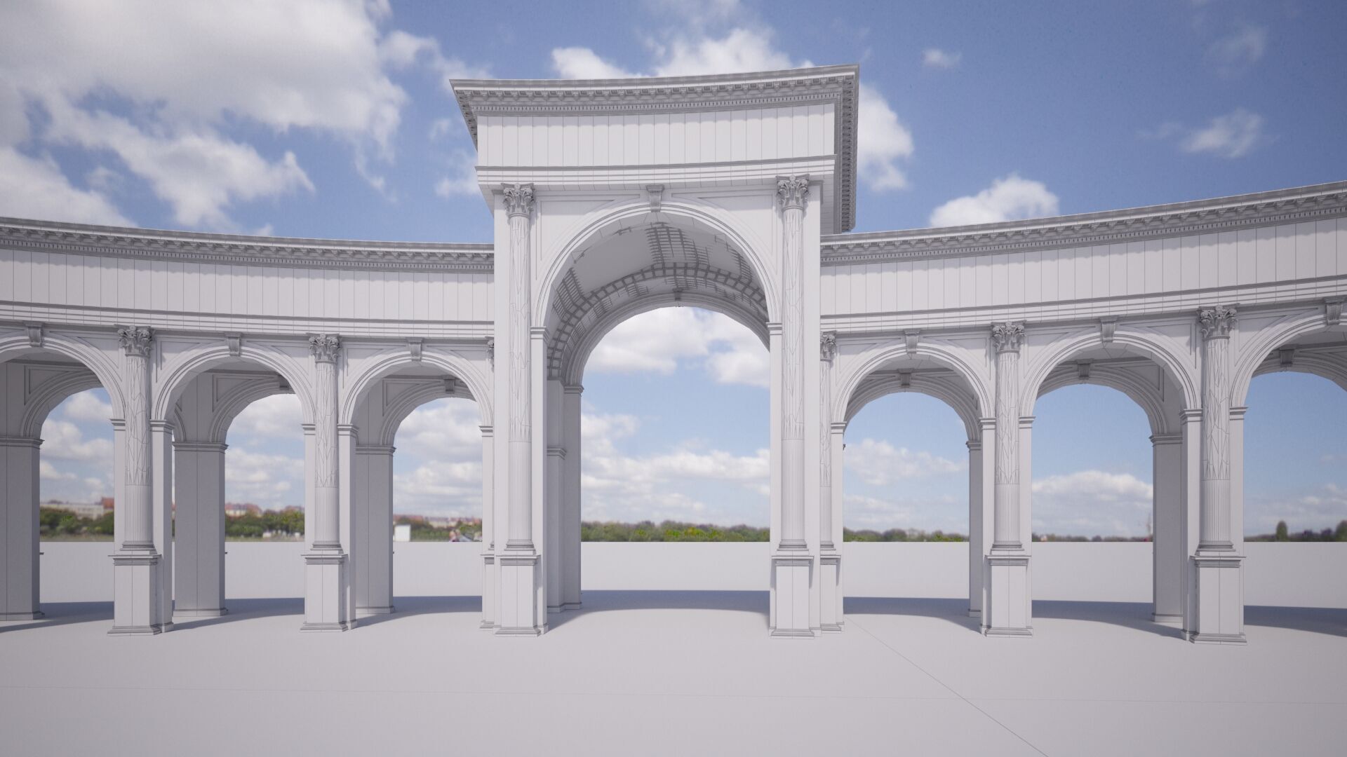 Classical Arch Gate 3D model_6