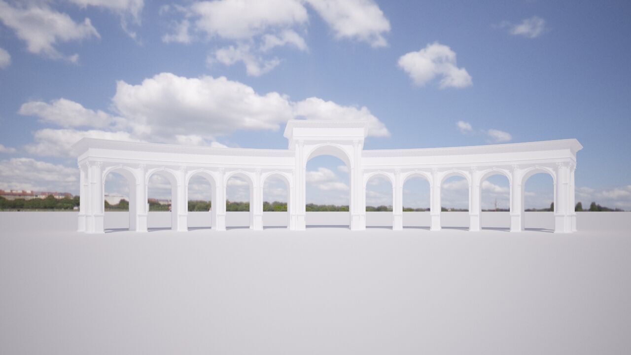 Classical Arch Gate 3D model_4