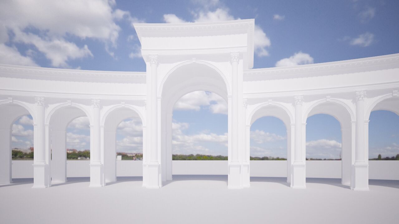 Classical Arch Gate 3D model_5