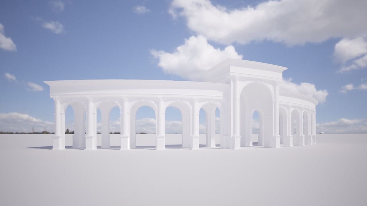 Classical Arch Gate 3D model_1