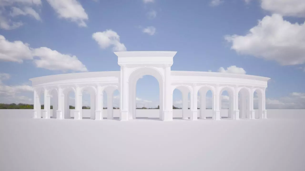 Classical Arch Gate 3D model_0