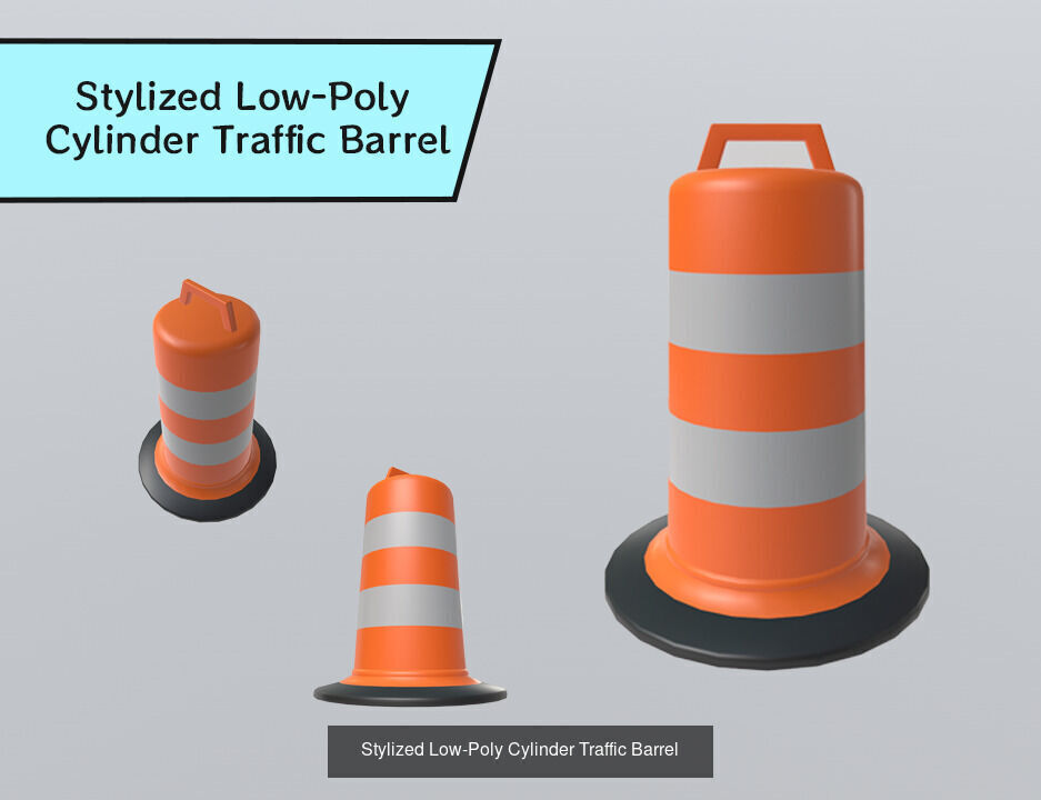 Stylized Low-Poly Road Barrier Collection _5