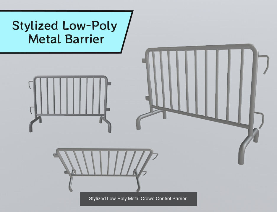Stylized Low-Poly Road Barrier Collection _3