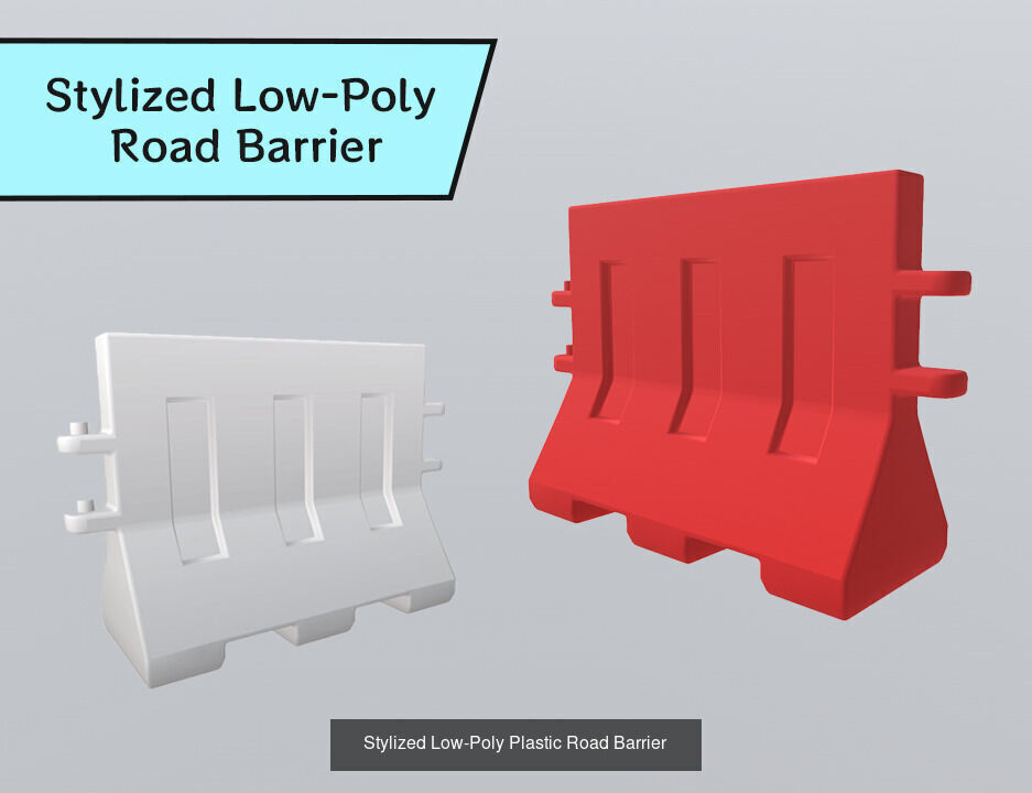 Stylized Low-Poly Road Barrier Collection _2