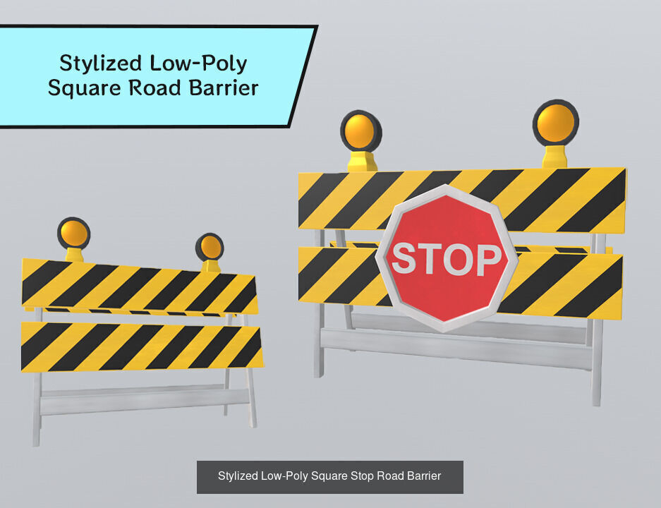 Stylized Low-Poly Road Barrier Collection _11