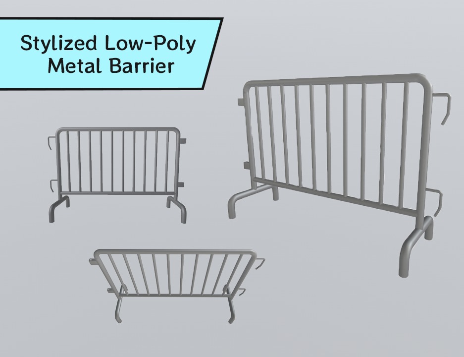 Stylized Low-Poly Road Barrier Collection _6