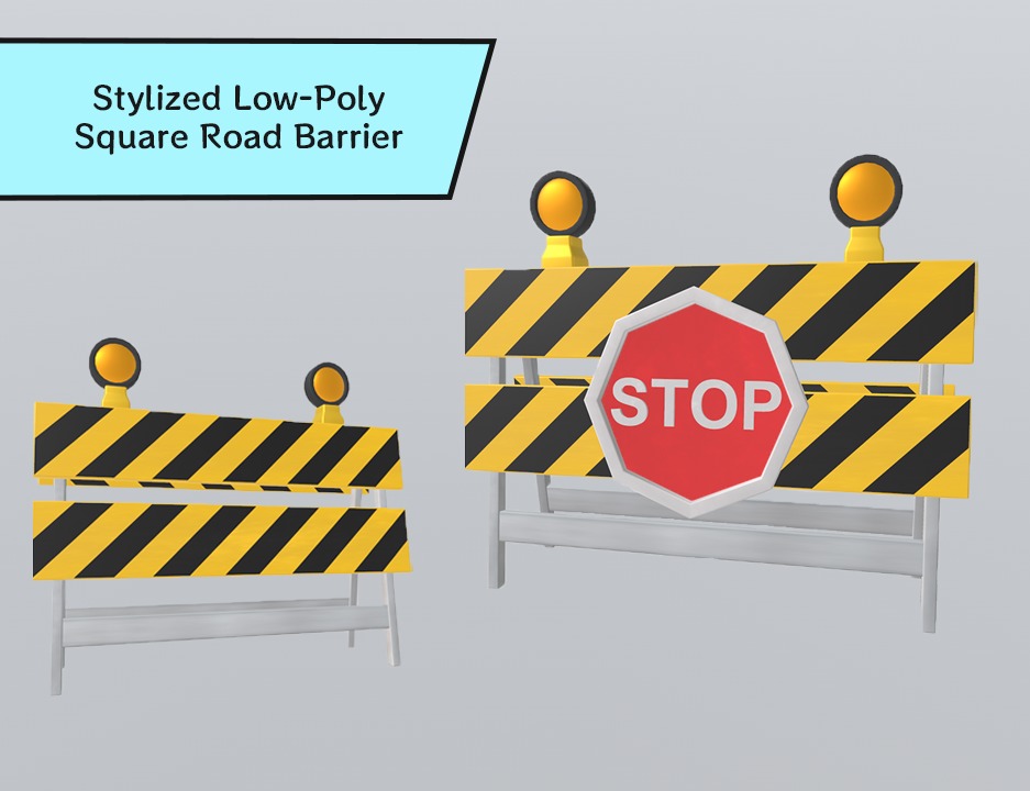 Stylized Low-Poly Road Barrier Collection _8