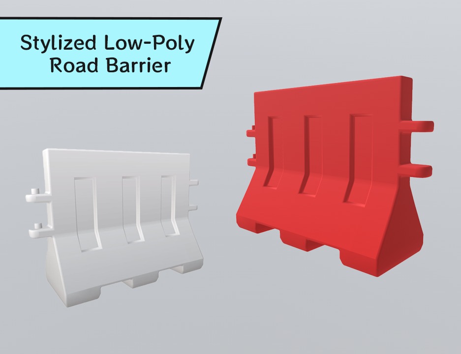 Stylized Low-Poly Road Barrier Collection _1
