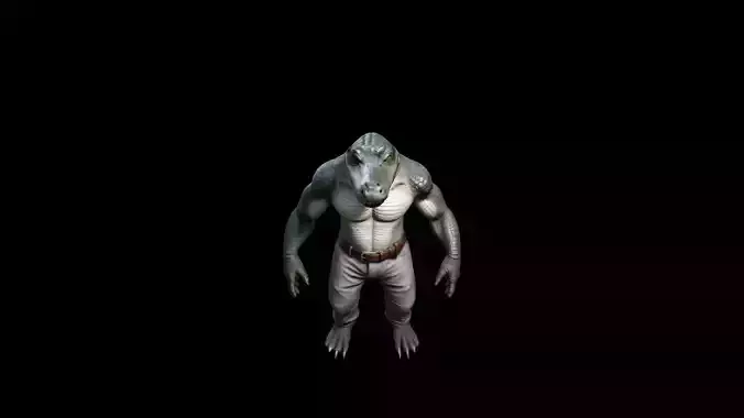 3d Render Humanoid Alligator Character