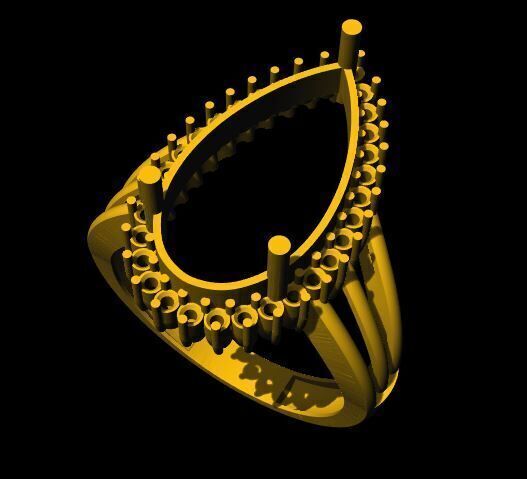 pear stone ring 3dm file 3D print model_2