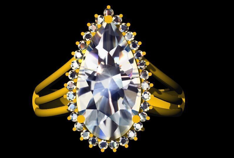 pear stone ring 3dm file 3D print model_1