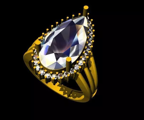 pear stone ring 3dm file 3D print model_0