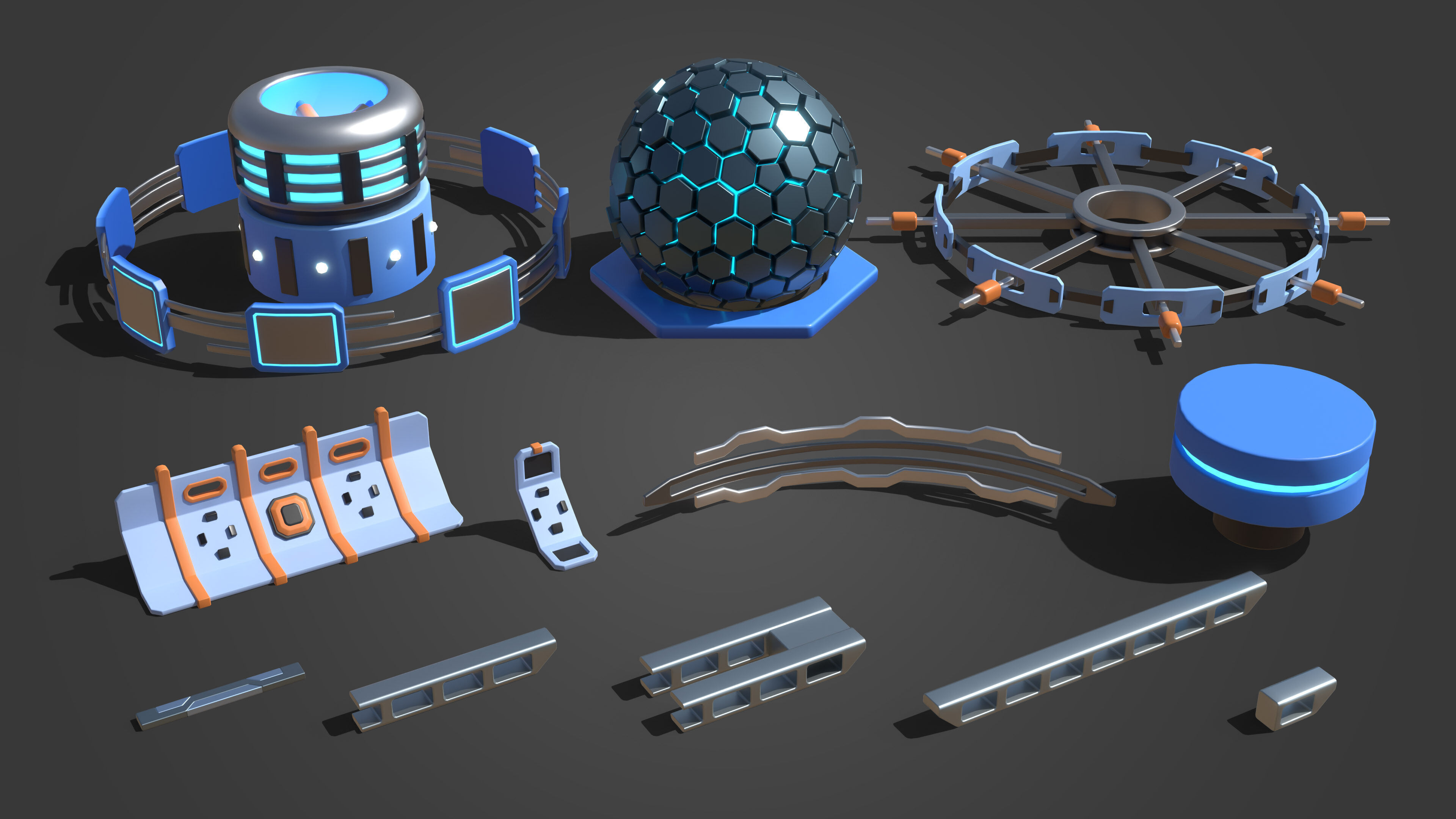 Platformer 14 Sci-Fi Low-poly 3D model_31