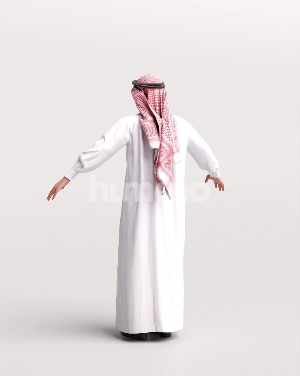 Arab man rigged - different thobe colors - 067-6052 Low-poly 3D model_14