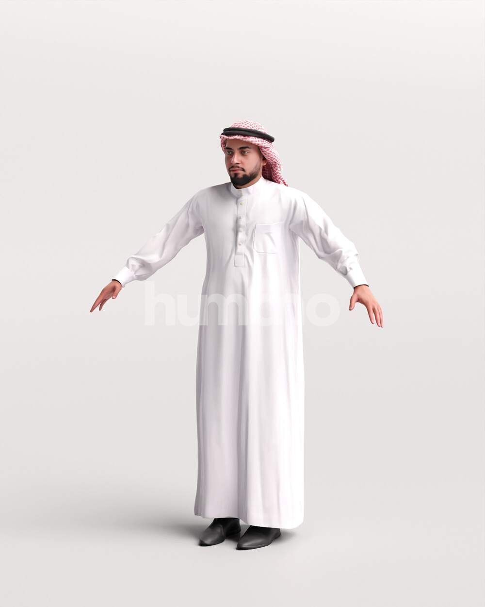 Arab man rigged - different thobe colors - 067-6052 Low-poly 3D model_8