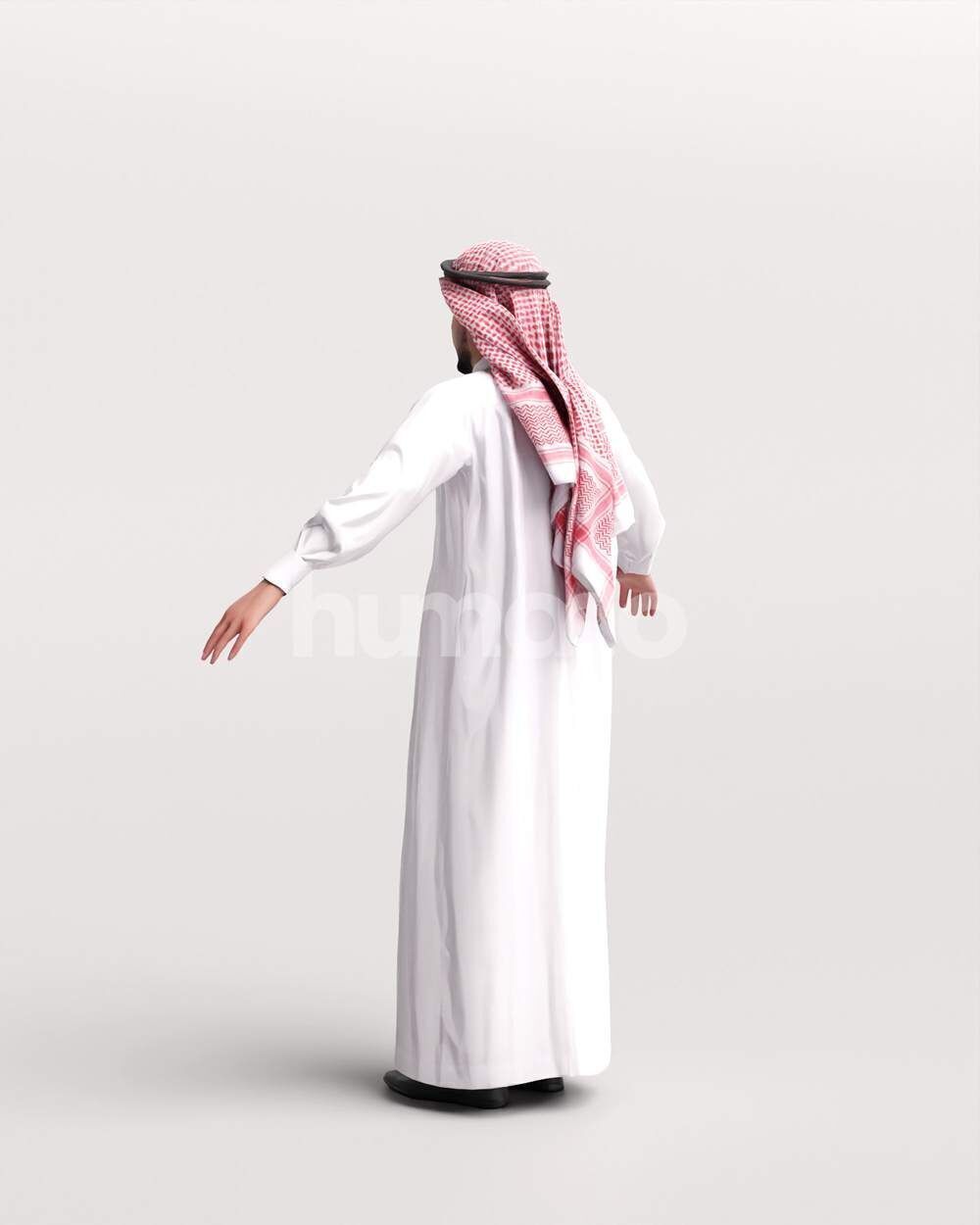 Arab man rigged - different thobe colors - 067-6052 Low-poly 3D model_13
