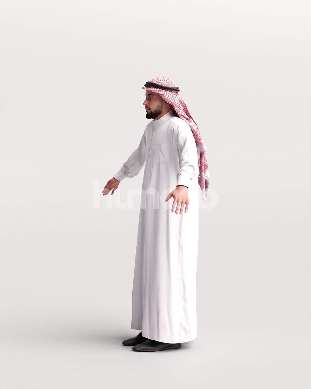 Arab man rigged - different thobe colors - 067-6052 Low-poly 3D model_10