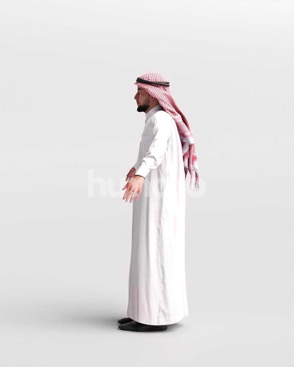 Arab man rigged - different thobe colors - 067-6052 Low-poly 3D model_11