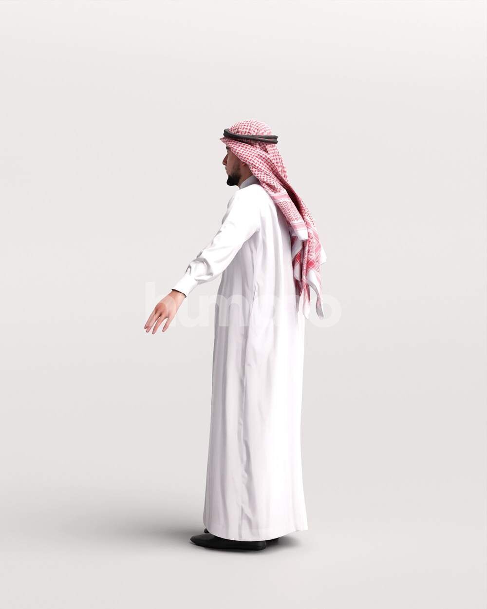 Arab man rigged - different thobe colors - 067-6052 Low-poly 3D model_12
