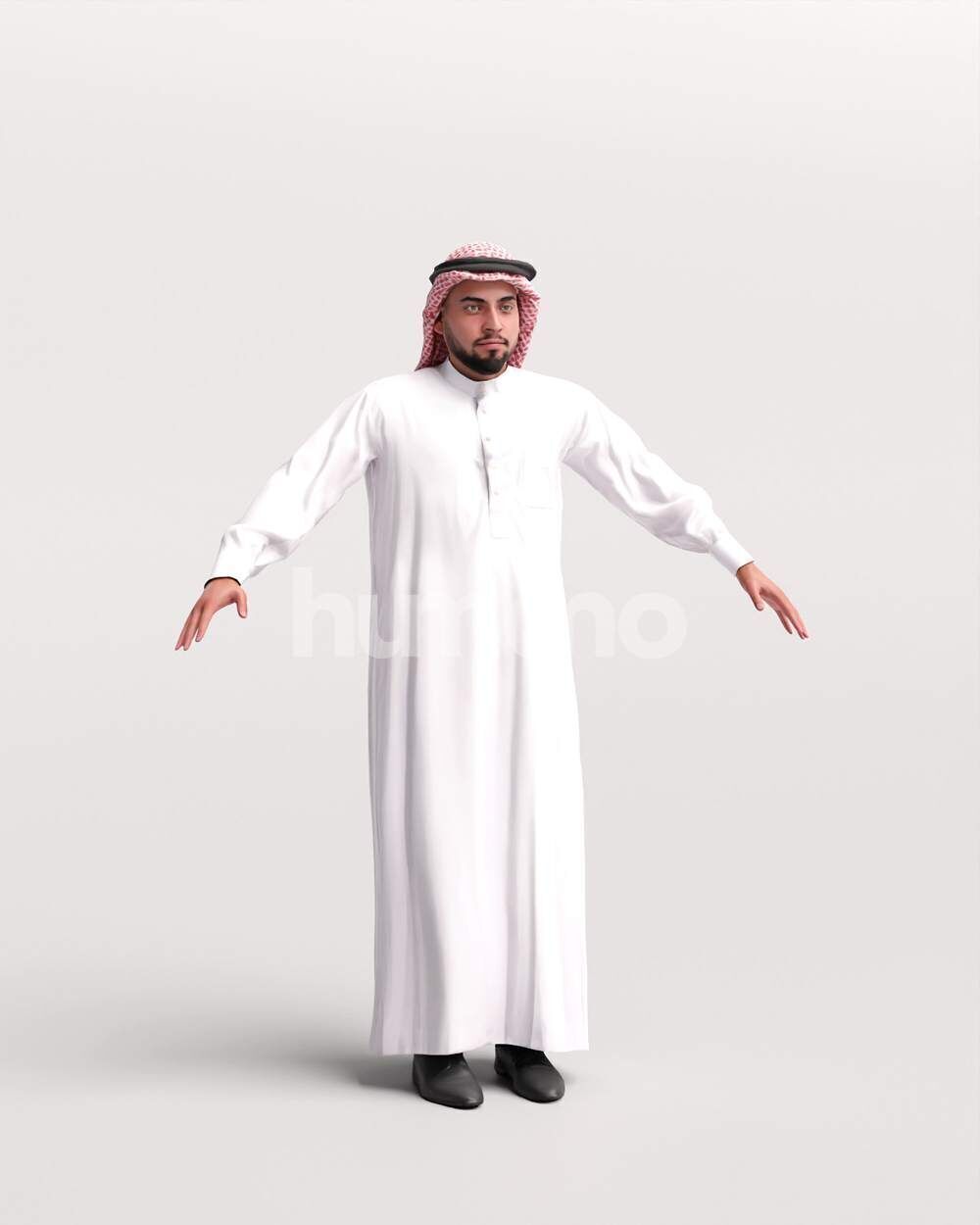 Arab man rigged - different thobe colors - 067-6052 Low-poly 3D model_6