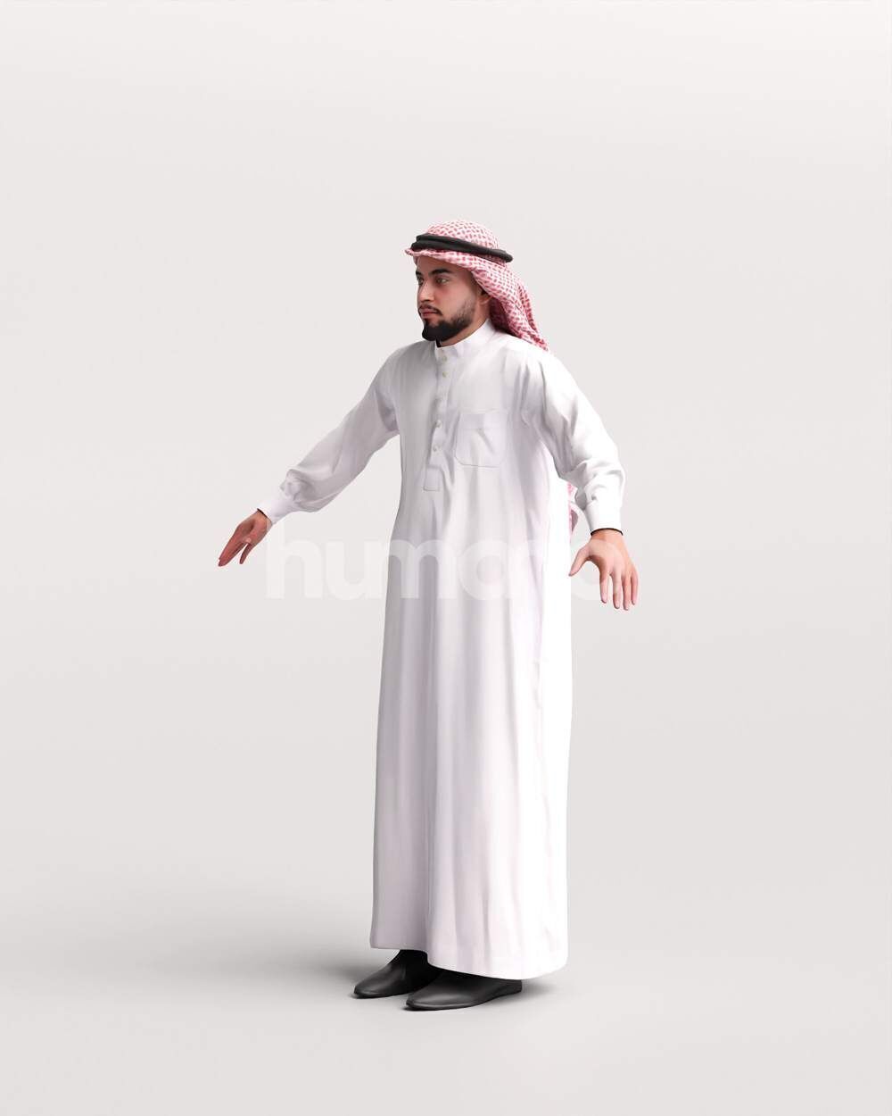 Arab man rigged - different thobe colors - 067-6052 Low-poly 3D model_9
