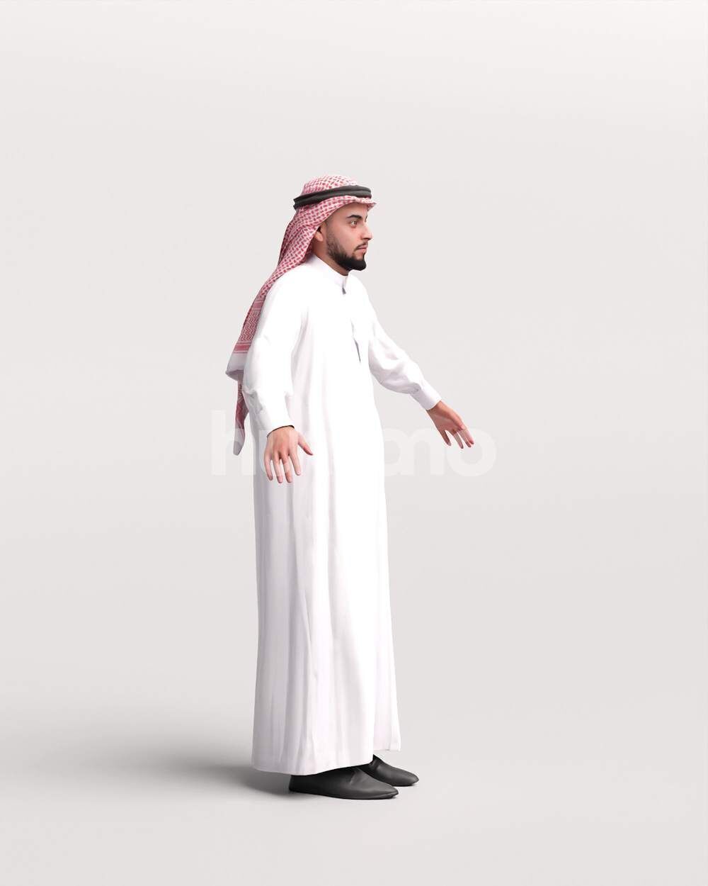 Arab man rigged - different thobe colors - 067-6052 Low-poly 3D model_21