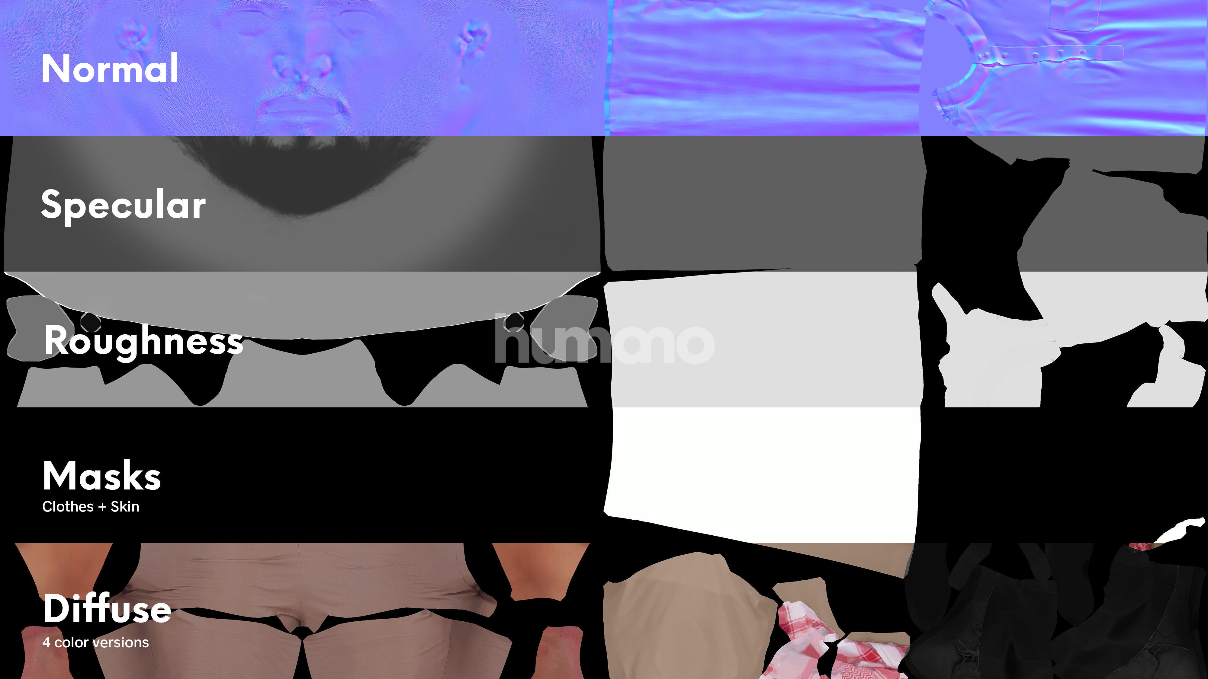 Arab man rigged - different thobe colors - 067-6052 Low-poly 3D model_5